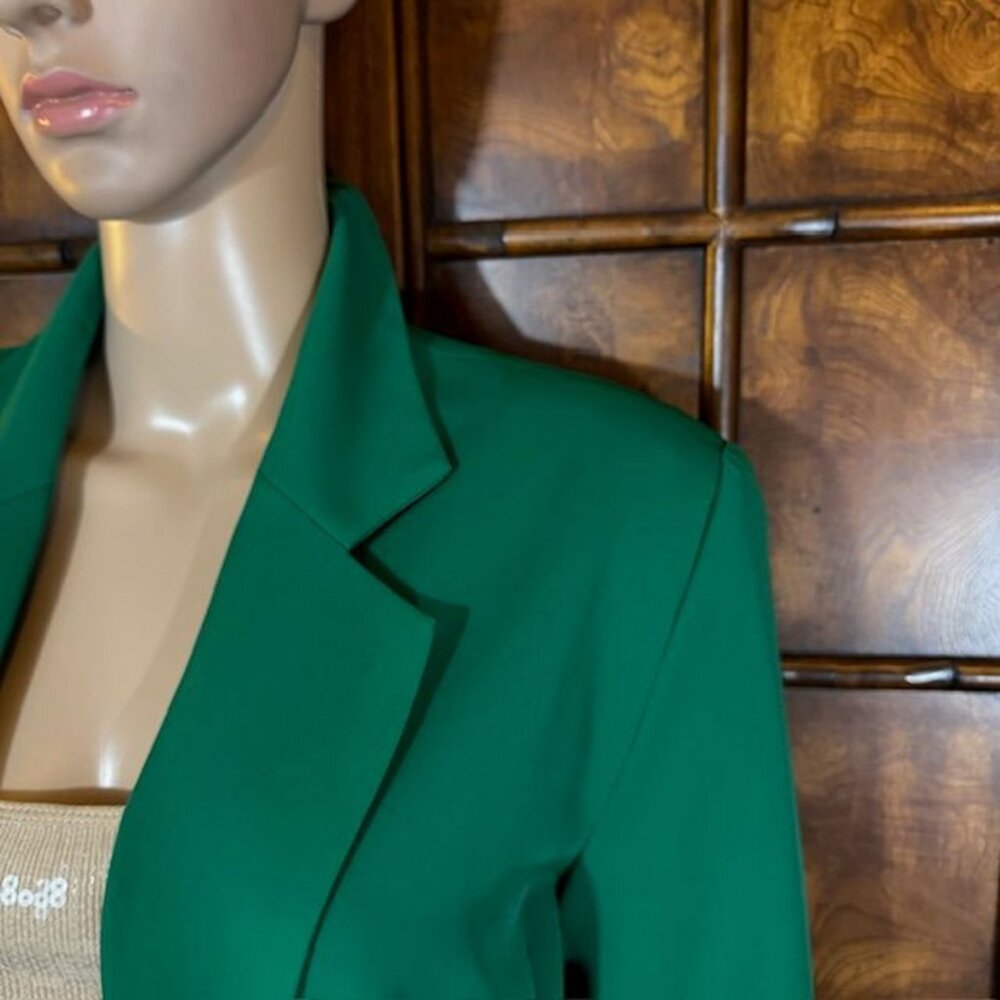 NWOT Kelly Green Leopard Lined Classic Blazer - Picture 7 of 12